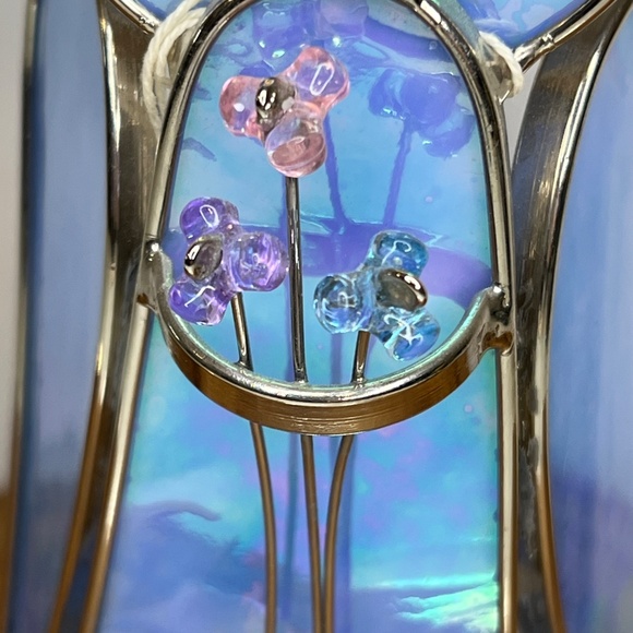 Stained Glass Angel Tea Light Votive Candle Holder Blue 6” Irish Images 3D NEW - Picture 3 of 15